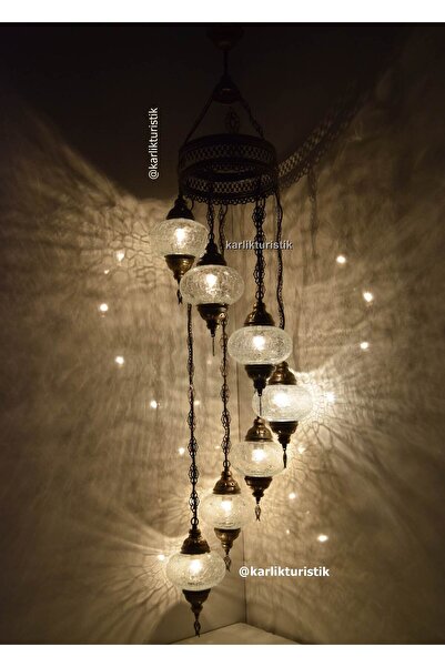 karlıkturistik Otantik Sarkıt Avize 7 li Dekoratif Ev Aydınlatması Tavan Lamb...