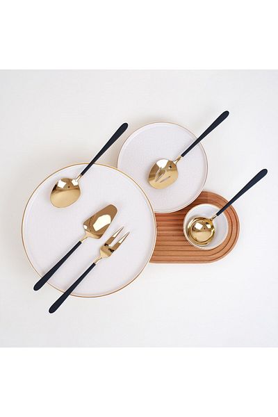 Glore Roma 5-Piece Sauce Serving Set Shiny Gold Black