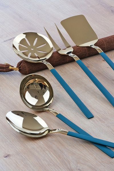Glore Rio 5-Piece Sauce Serving Set Shiny Gold Green