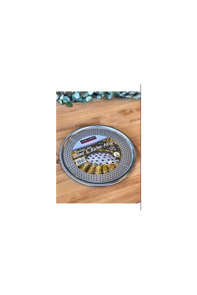 AHİR TİCARET 20 Cm Wrapped Stuffed Coaster Perforated Steel Pizza Lahmacun Tray Stainless Steel