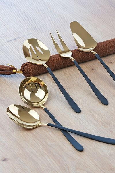 Glore Roma 5-Piece Sauce Serving Set Shiny Gold Black