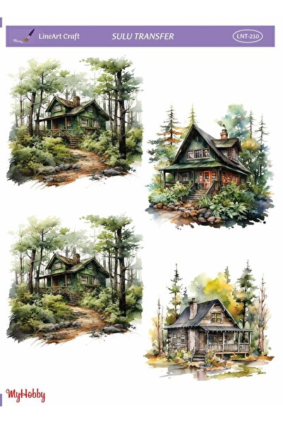 LİNEART Doğa, Manzara, Ev Desenli Sulu Transfer LNT-210 25x35