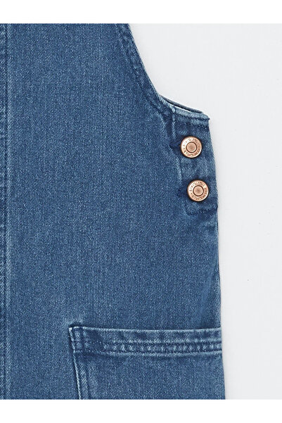LC Waikiki LCW Kids Kare Yaka Kız Çocuk Jean Salopet Elbise