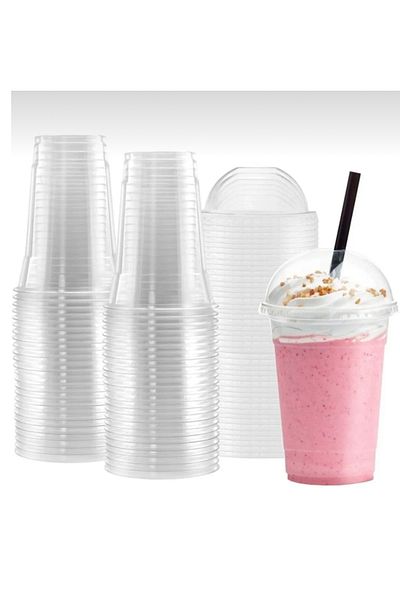 Miopack Plastic Transparent Cup with Lid and Straw 300ml CC Milkshake COFFEE LEMONADE CUP 100 PCS