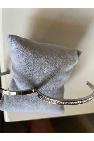 LEO CLAMP BRACELET SILVER ZIRCON STONE STYLISH LUXURY