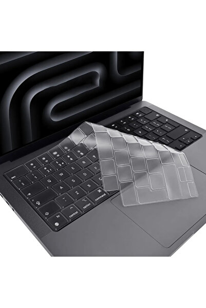 TEKNETSTORE Apple Macbook Pro 14 inç M3/M3 Pro/M3 Max A2992 A2918 Uyumlu Türkçe Q Klavye Şeffaf Klavye Koruyucu