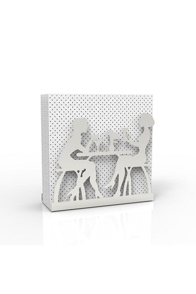 decorelax Chat Themed Silver Metal Napkin Holder
