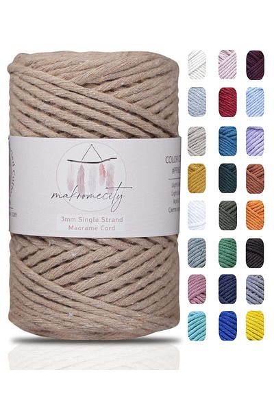 Makromecity Taranan Macrame Σχοινί 3mm Βαμβακερό Μακραμέ Σχοινί Μακραμέ Σχοινί Μακραμέ Σκούρο Μπεζ