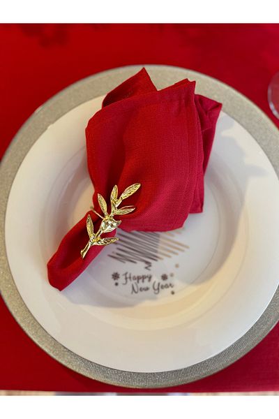 Decamor home 6-Piece Linen Textured Care-Free Red Napkin Fabric Napkin