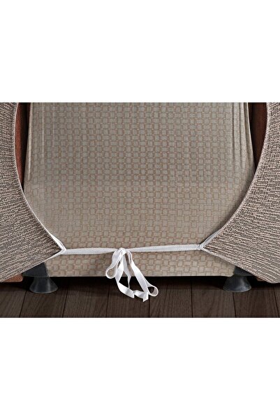 ÖZMAKAN Jakarlı Koltuk Örtüsü Takımı 3+3+1+1 Vizon Renk