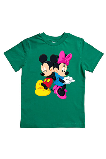 Minnie Mouse baskılı pamuklu penye kumaş yazlık çocuk tişört
