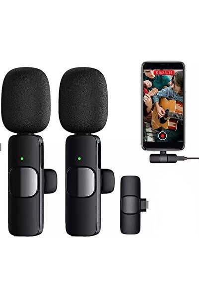 ZHOPPY Kablosuz Yaka Mikrofonu Type-c 2'li Mini Mikrofon Youtube Tik Tok 2 Adet Bluetooth Telefona Uygun