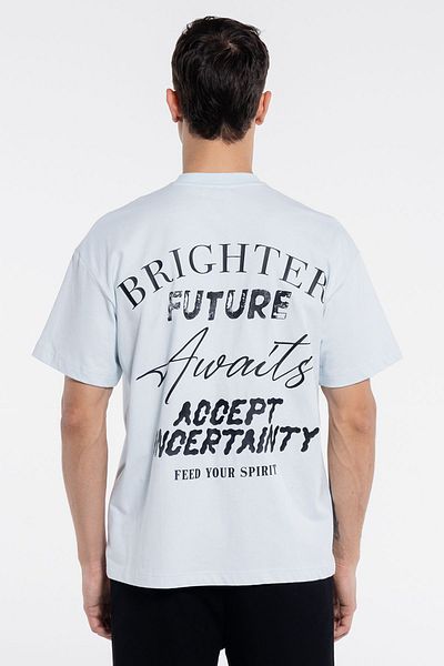 Friday Offset Ανδρικό μπλουζάκι Deka Ice Blue 100% Cotton Crew Neck Extra Oversize T-shirt