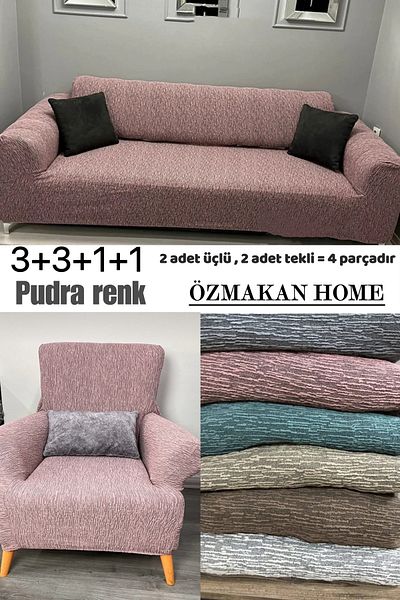 ÖZMAKAN Bumbac flexibil 3 3 1 1 Jacquard - Set de huse de canapea elastic elastic