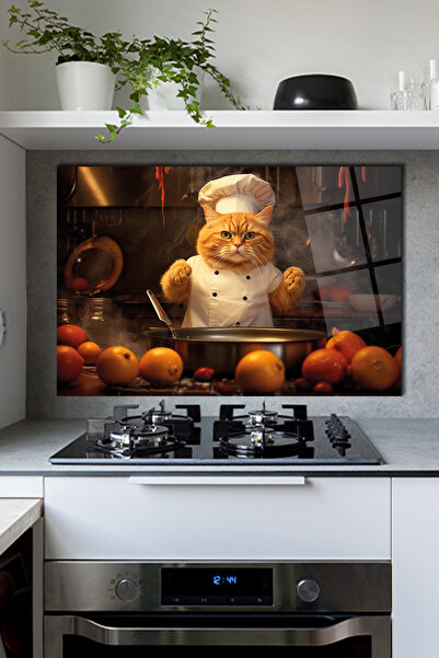 home dekors واقي خلفي للموقد الزجاجي لطيف القط 72x46 سم هدية