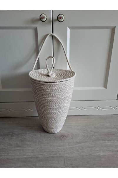 EGE ÖRGÜM Poşetlik Ekru Renk Dekoratif Poşet Düzenleyici Organizer 30x20 cm