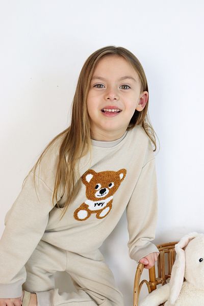 Harika KIDS Girl-Boy (Unisex) Children's Three Thread Fabric Medium Thickness Embroidered Knitted Basic Tracksuit Set