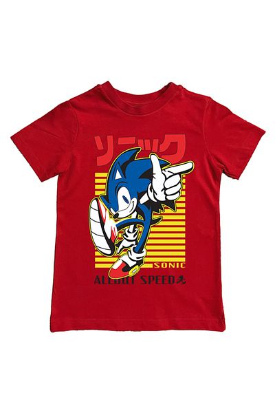 Sonic تي شيرت صيفي للأطفال من القطن الممشط المطبوع