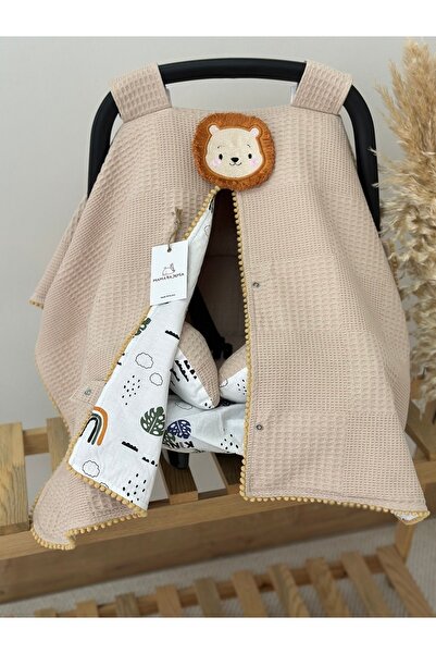 MAMARADUGA Çift Taraflı Puset Örtüsü Puset Minderi Puset Çarşafı 3'lü Set Bej...