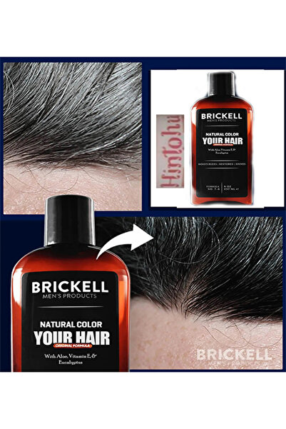 HİNTOHU Gerçek Saç ve Sakal Rengine Döndüren Şampuan Erkeklere için 237 ml. 3...