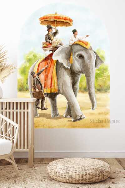 Sticker Ekspres Декоративний настінний наклейка «Подорож слонів»