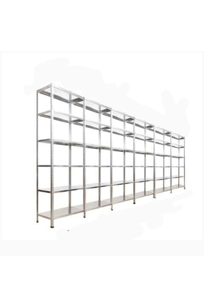 Çelikrafburada ® 43x558x200 6 Katlı 6 Lı Bitişik Çelik Raf Galvaniz Raf Arşiv...