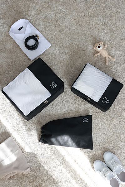 REKHOME Комплект органайзери за куфари от 3 части, черен, за пътуване
