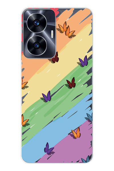 Magic Ring Realme C55 Compatible Color and Butterfly Pattern Transparent Phon...