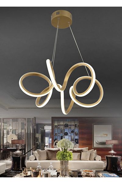 burenze Modern Pendant Lamp Pagani LED Chandelier Living Room Kitchen Chandelier LED Chandelier Antique Gold Daylight