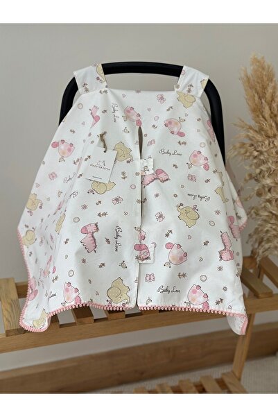 MAMARADUGA Çift Taraflı Puset Örtüsü+puset Minderi+puset Çarşafı 3'lü Set Pembe Baby Love Bird