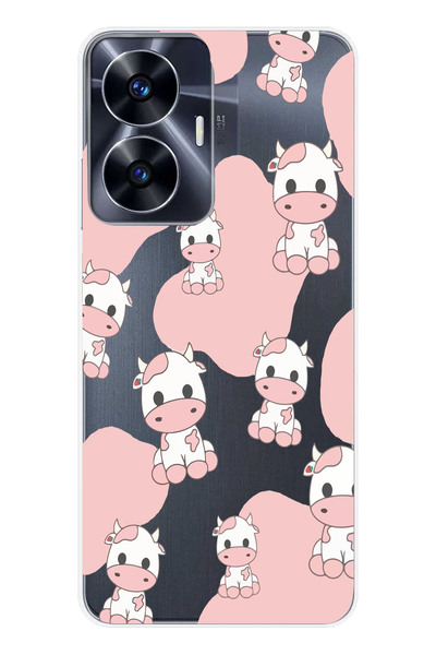 Magic Ring Realme C55 Compatible Cow Pattern Transparent Phone Case