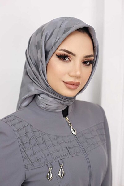 Trablus Μεταξένιο ζακάρ κασκόλ με σχέδιο σκακιέρας Tessetür