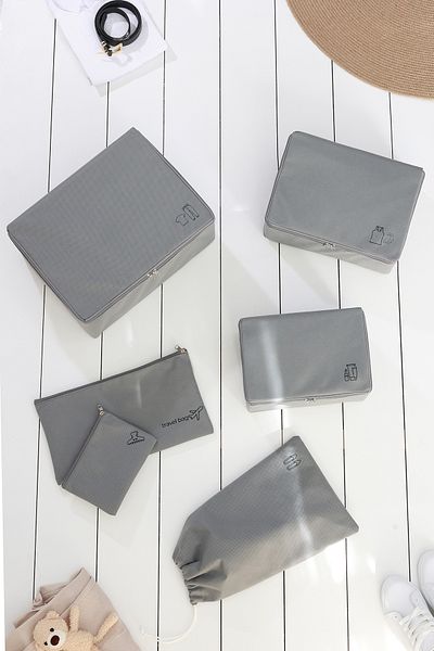 REKHOME 6-Piece Gray Suitcase Organizer Suitcase Organizer Set Travel Case