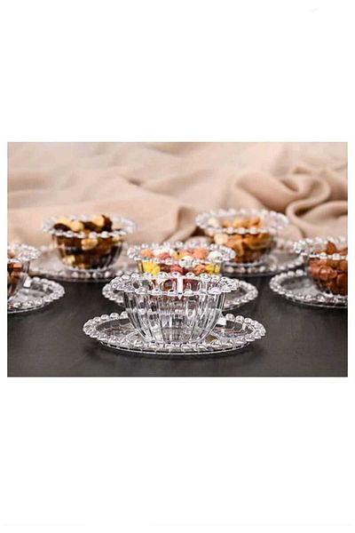 JHTshop i 12 Piece Beaded Breakfast Set Sauce Bowl and Snack Bowl (Not Glass)