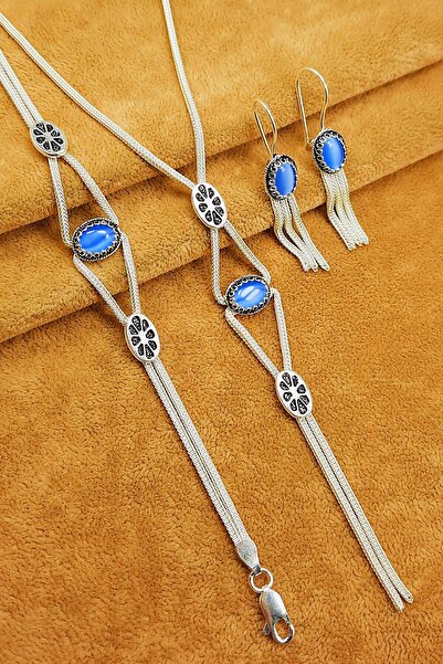 Güzel Gümüşçülük 925 Ayar Gümüş Mardin Midyat Hasırı El Işi Doğal Taşlı Kadın 3'lü Set&takım