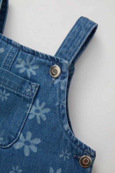 DeFacto Baby-Mädchen-Jeanskleid mit Blumenträgern