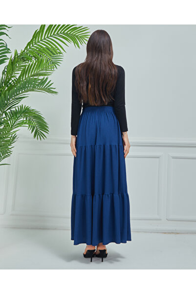 comstar Kék szezonális réteges kényelmes szoknya, pamut hosszú szoknya, alkalmi szoknya, kényelmes szoknya, hidzsáb szoknya