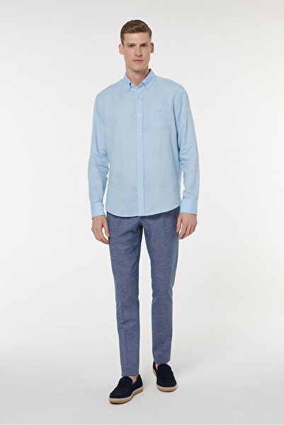 Andrea Nicolotti Πουκάμισο από λινό μπλε του ουρανού 252-1