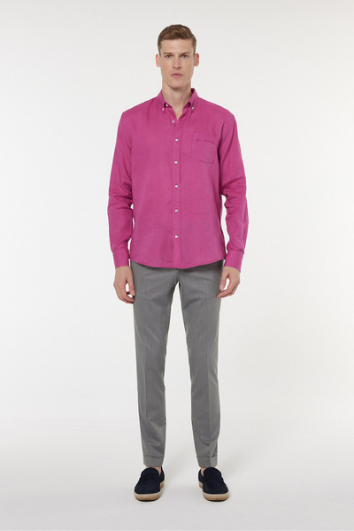 Andrea Nicolotti Φούξια λινό πουκάμισο 253-1