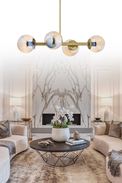 ŞL Şef Light Luxury Modern Tasarım Eskitme 4'lü Bal Glop Camlı Avize