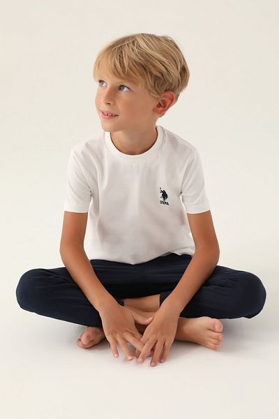 U.S. Polo Assn. Σετ πιτζάμες για αγόρι με άδεια Palm Tree Cream