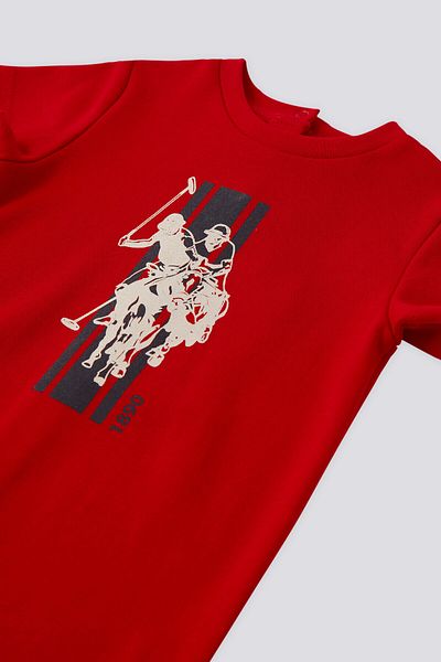 U.S. Polo Assn. بذلة للأولاد الرضع باللون الأحمر مرخصة من US Polo Assn