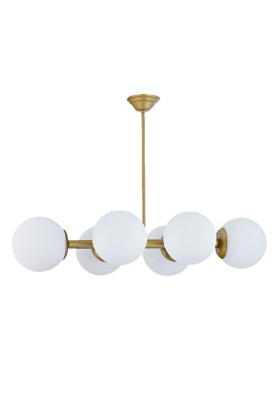 ŞL Şef Light Luxury Modern Tasarım Eskitme 6'li Beyaz Glop Camlı Avize