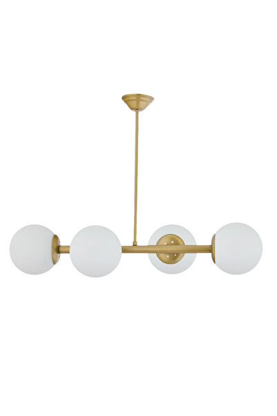 ŞL Şef Light Luxury Modern Tasarım Eskitme 4'lü Beyaz Glop Camlı Avize