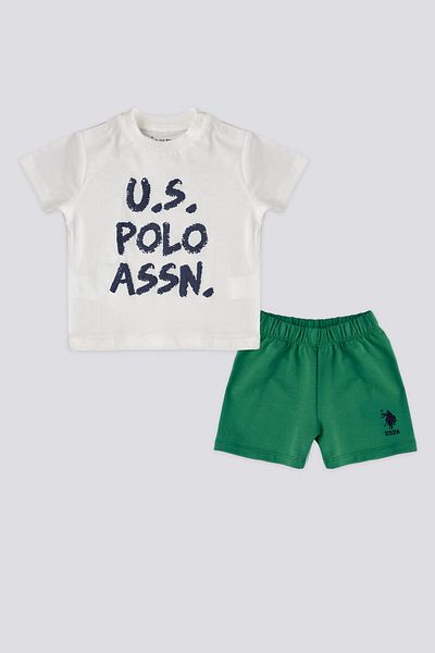 U.S. Polo Assn. مجموعة بيبي بوي كريمية مرخصة من يو اس بولو اسن