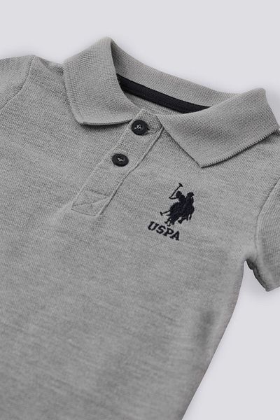U.S. Polo Assn. Baby Boy Gray 2-Piece Baby Set