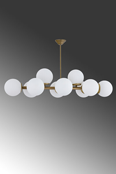 ŞL Şef Light Luxury Modern Tasarım Eskitme 10'lü Beyaz Glop Camlı Avize