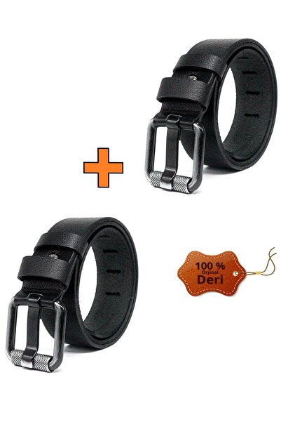 Pino44 2 τεμάχια 100% δερμάτινη ανδρική ζώνη τζιν 4,5 σωληνωτή πόρπη μαύρη