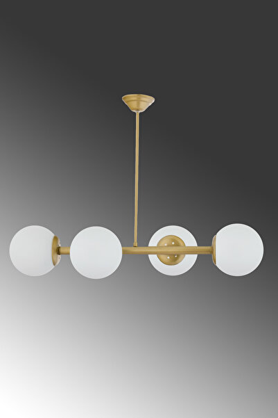 ŞL Şef Light Luxury Modern Tasarım Eskitme 4'lü Beyaz Glop Camlı Avize