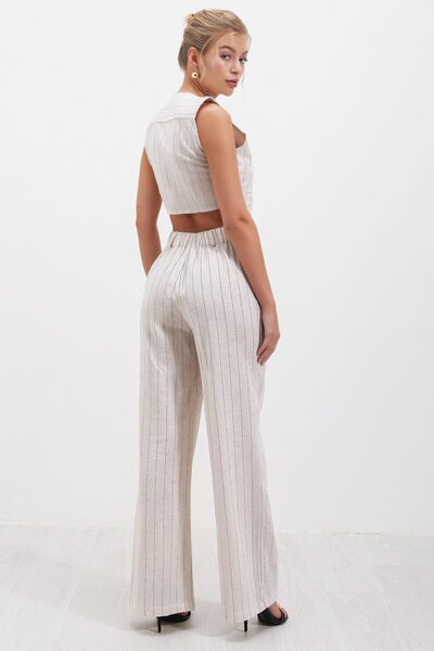 HAKKE Vászon csíkos mellény szett